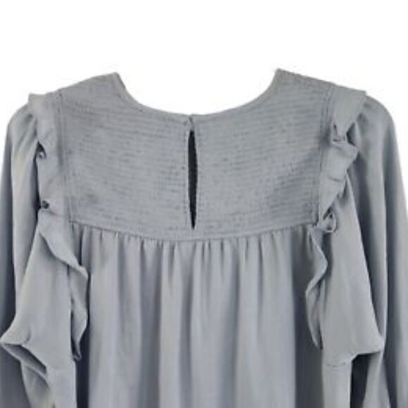 Dolan Left Coast Collection Majai Blue Ruffle Shirred Blouse Size Petite S - Picture 7 of 7